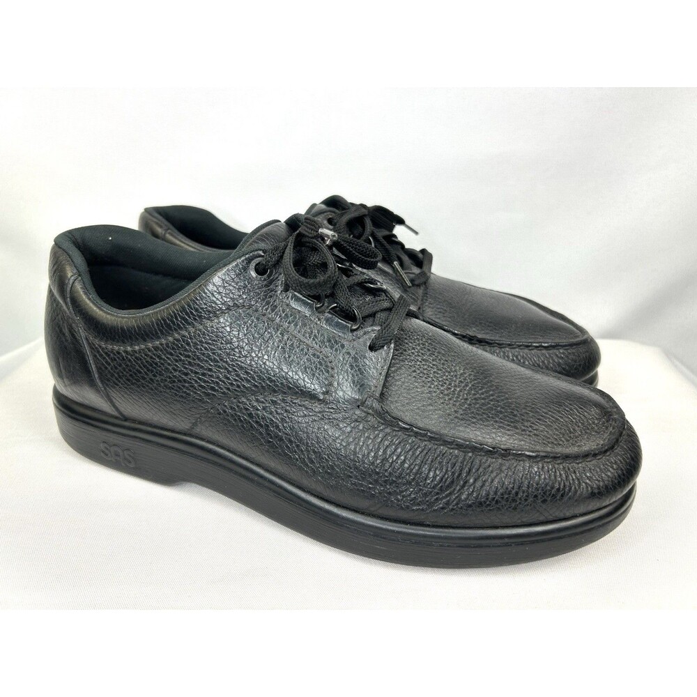 SAS Bout Time Men's Size 13 Black Pebbled Leather Moc Toe Comfort Shoes